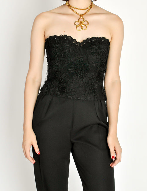 Chanel Vintage Black Lace Floral Bralette Bustier Top – Amarcord