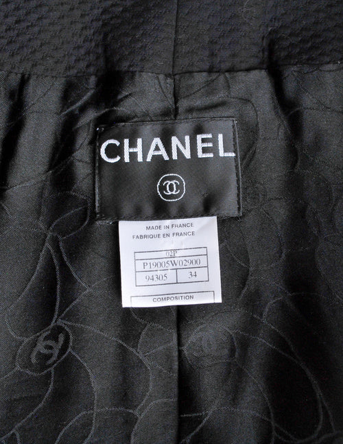 Chanel Vintage SS 2002 Black Pique & Chiffon Two-Piece Jacket