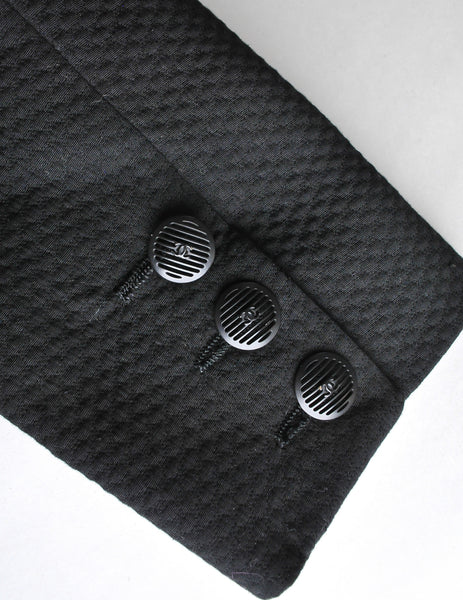 Chanel Vintage SS 2002 Black Pique & Chiffon Two-Piece Jacket & Shorts Suit
