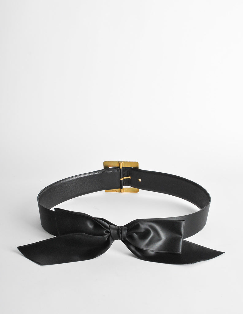 CHANEL BLACK SATIN BOW HEADBAND HAIR BAND ACCESSORY