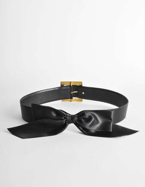 Chanel Vintage Black Satin Bow Belt - Amarcord Vintage Fashion
 - 7