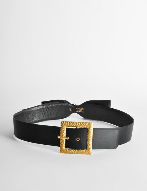 Chanel Vintage Black Satin Bow Belt Amarcord Vintage Fashion