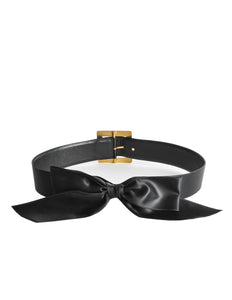 Chanel Vintage Black Satin Bow Belt - Amarcord Vintage Fashion
 - 1