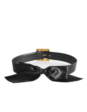 Chanel Vintage Black Satin Bow Belt