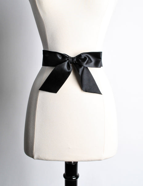 Chanel Vintage Black Satin Bow Belt - Amarcord Vintage Fashion
 - 4