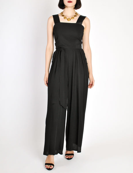 Chanel Vintage Black Silk Chiffon Tie Top & Palazzo Pant Ensemble - Amarcord Vintage Fashion
 - 3