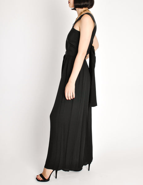 Chanel Vintage Black Silk Chiffon Tie Top & Palazzo Pant Ensemble - Amarcord Vintage Fashion
 - 7