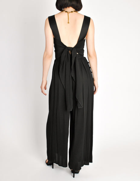 Chanel Vintage Black Silk Chiffon Tie Top & Palazzo Pant Ensemble - Amarcord Vintage Fashion
 - 8