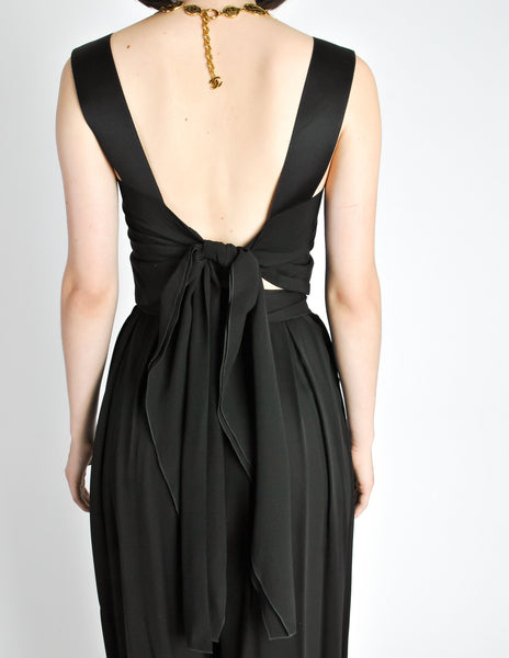 Chanel Vintage Black Silk Chiffon Tie Top & Palazzo Pant Ensemble - Amarcord Vintage Fashion
 - 9