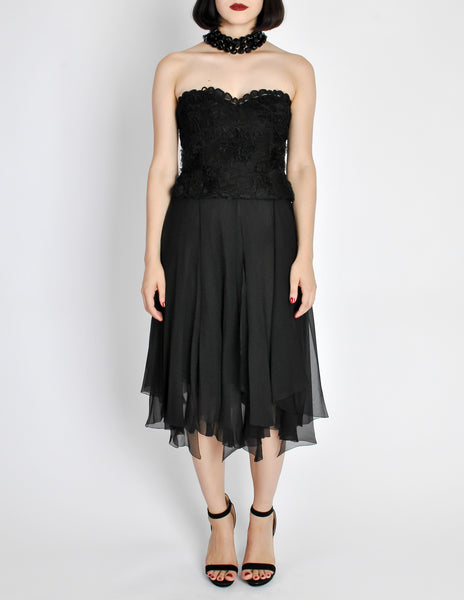 Chanel Vintage Black Silk Chiffon Layered Skirt - Amarcord Vintage Fashion
 - 5