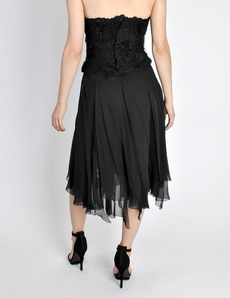 Chanel Vintage Black Silk Chiffon Layered Skirt - Amarcord Vintage Fashion
 - 9