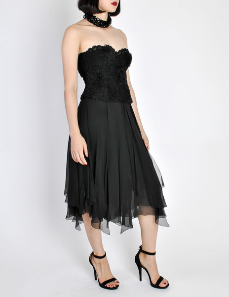 Chanel Vintage Black Silk Chiffon Layered Skirt - Amarcord Vintage Fashion
 - 6
