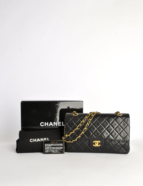 Chanel Black Leather Small Classic Double Flap Shoulder Bag