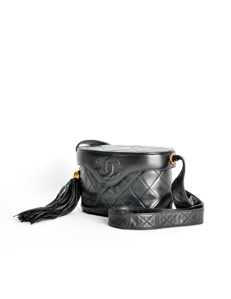 Chanel Vintage Black Quilted Lambskin Tassel Bag