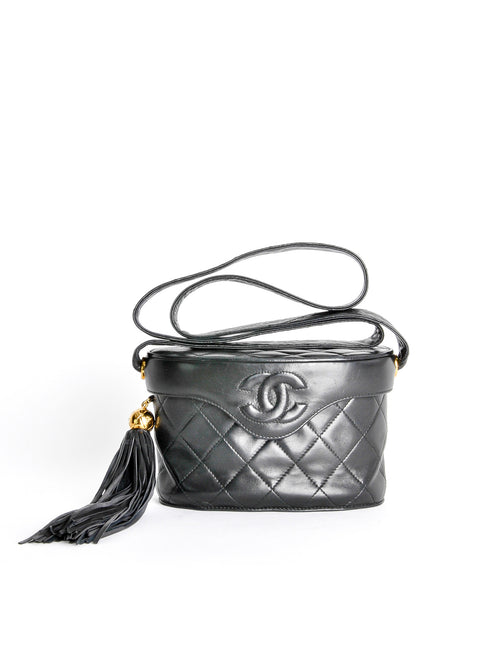 Chanel Vintage Cut Out Chain Handle Bag Quilted Lambskin Medium