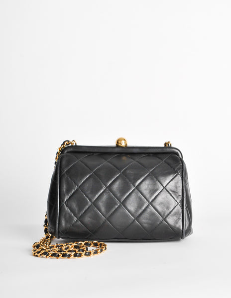 Chanel Vintage Black Quilted Crossbody Bag