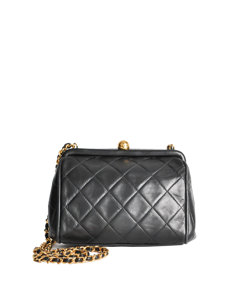 Chanel Black GHW Quilted Lambskin Square Single Flap CC Logo Vintage T –  Valuxre