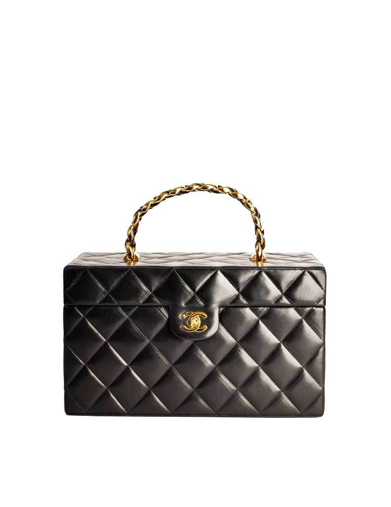 Chanel Vintage CC Black Caviar Leather Cosmetic Bag ○ Labellov