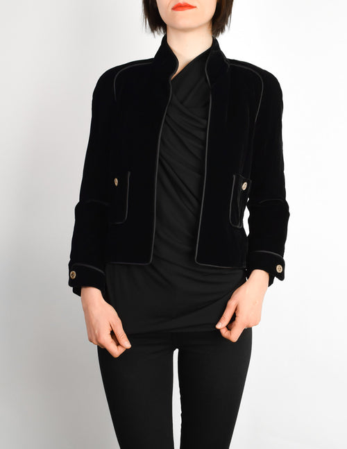 Chanel Vintage Cropped Black Velvet Jacket – Amarcord Vintage Fashion