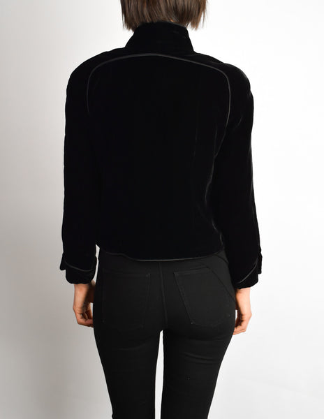 Chanel Vintage Cropped Black Velvet Jacket