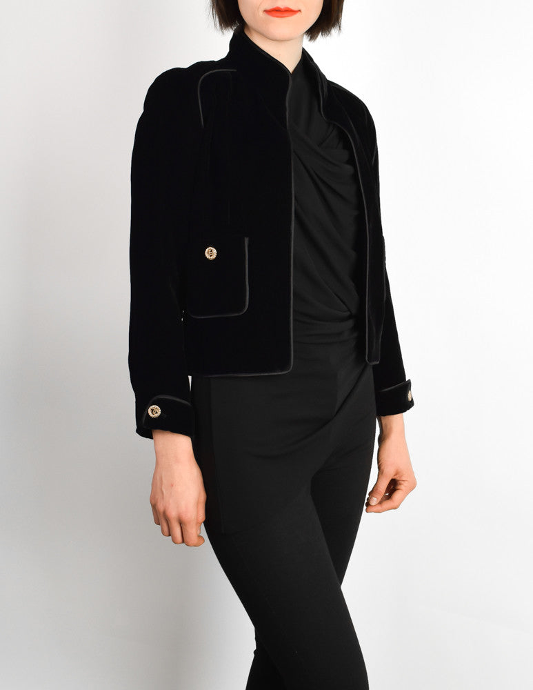 Chanel Vintage Cropped Black Velvet Jacket – Amarcord Vintage Fashion