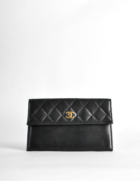 Chanel Vintage Black Quilted Lambskin Pouch