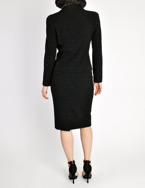 Chanel Vintage Black Wool Sparkly Two-Piece Suit - Amarcord Vintage Fashion
 - 8