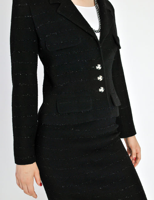Chanel Vintage Black Wool Sparkly Two-Piece Suit – Amarcord Vintage Fashion