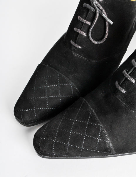 Chanel Vintage Black Suede Oxford Heels - Amarcord Vintage Fashion
 - 4