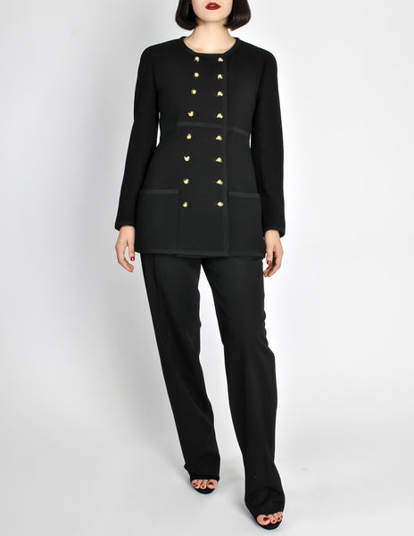 Chanel Vintage Black Wool Longline Blazer Coat - Amarcord Vintage Fashion
 - 3