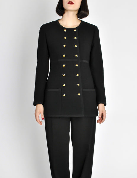 Chanel Vintage Black Wool Longline Blazer Coat - Amarcord Vintage Fashion
 - 4