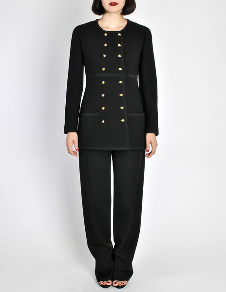 Chanel Vintage Black Wool Longline Blazer Coat - Amarcord Vintage Fashion
 - 5