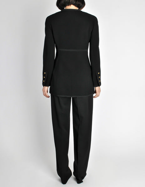 Chanel Vintage Black Wool Longline Blazer Coat - Amarcord Vintage Fashion
 - 9