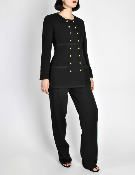 Chanel Vintage Black Wool Longline Blazer Coat - Amarcord Vintage Fashion
 - 6