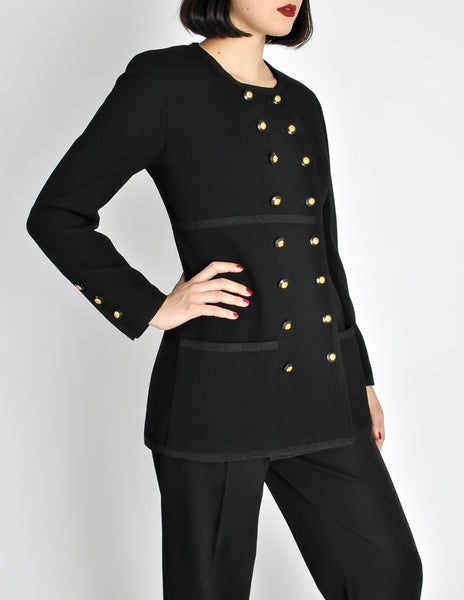 Chanel Vintage Black Wool Longline Blazer Coat - Amarcord Vintage Fashion
 - 7