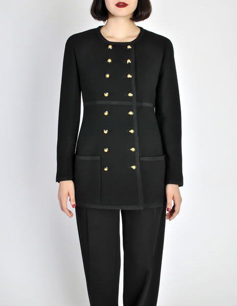 Chanel Vintage Black Wool Longline Blazer Coat - Amarcord Vintage Fashion
 - 2
