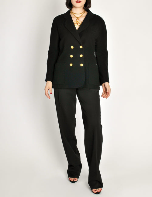 Chanel Vintage Black Wool Double Breasted Jacket – Amarcord
