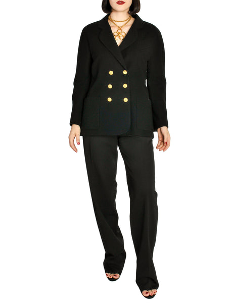 Chanel Vintage Black Wool Double Breasted Jacket - Amarcord Vintage Fashion
 - 1