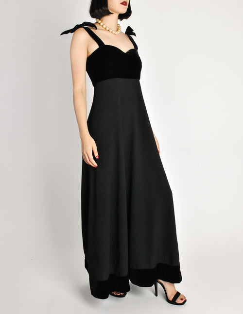 Chanel Vintage Black Velvet & Wool Maxi Evening Dress – Amarcord Vintage  Fashion