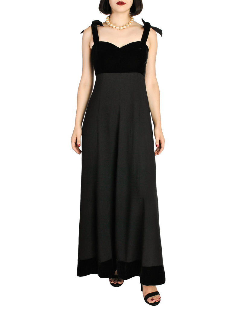 Chanel Vintage Black Velvet & Wool Maxi Evening Dress  Amarcord Vintage  Fashion