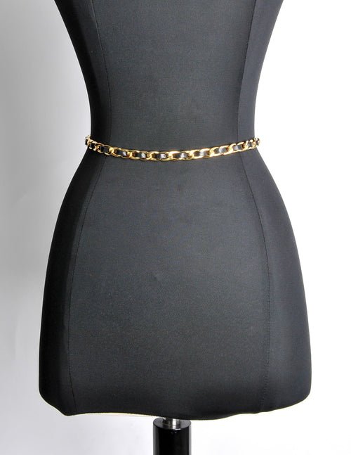 Chanel Vintage Black/Gold Leather Chain Belt Amarcord Vintage Fashion Chanel Vintage Black/Gold Leather Chain Belt Amarcord Vintage Fashion