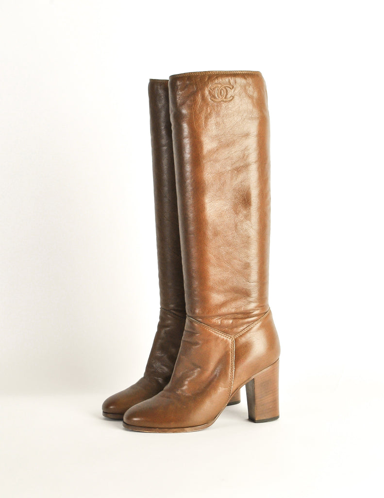 Chanel Vintage Brown Leather Heeled Boots – Amarcord Vintage Fashion