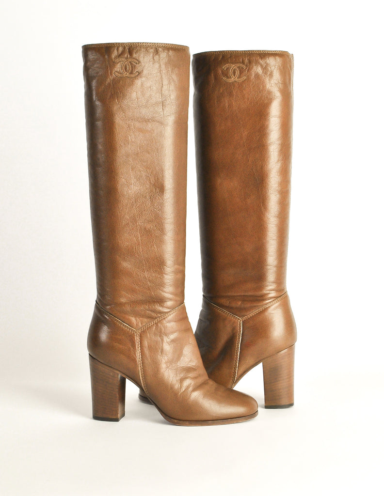 Brown store chanel boots