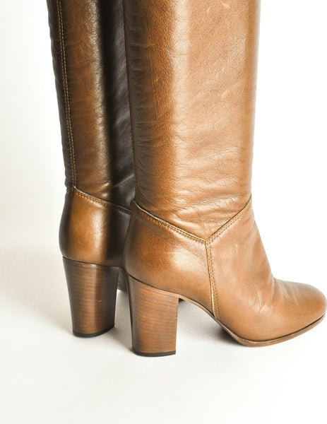 Chanel Vintage Brown Leather Heeled Boots - Amarcord Vintage Fashion
 - 7