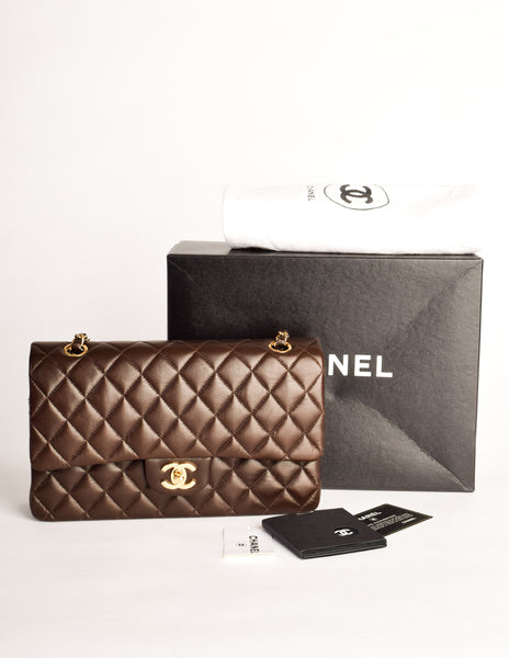 Chanel Vintage Chocolate Brown Quilted 2.55 Medium Classic Double