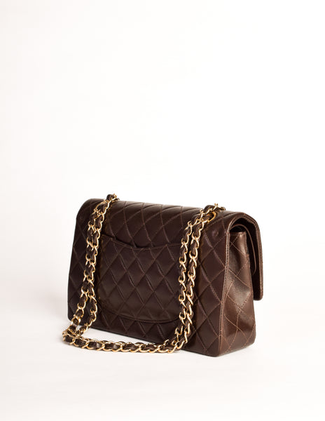 Chanel Vintage Chocolate Brown Quilted 2.55 Medium Classic Double Flap Bag