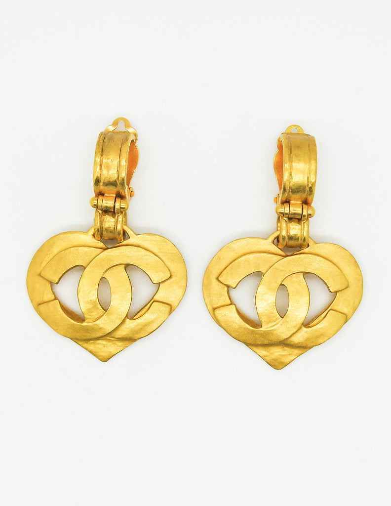 Chanel vintage heart earrings clearance