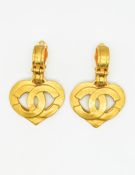 Chanel Vintage CC Logo Heart Earrings - Amarcord Vintage Fashion
 - 2