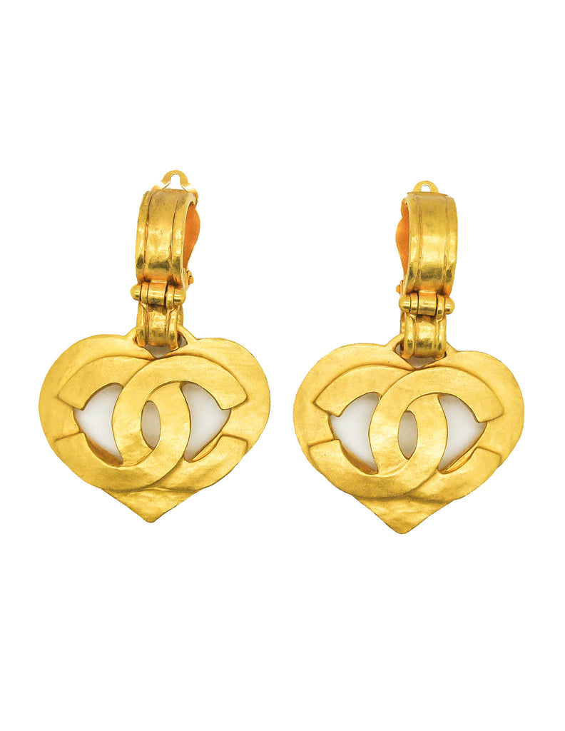 Chanel vintage heart earrings hotsell