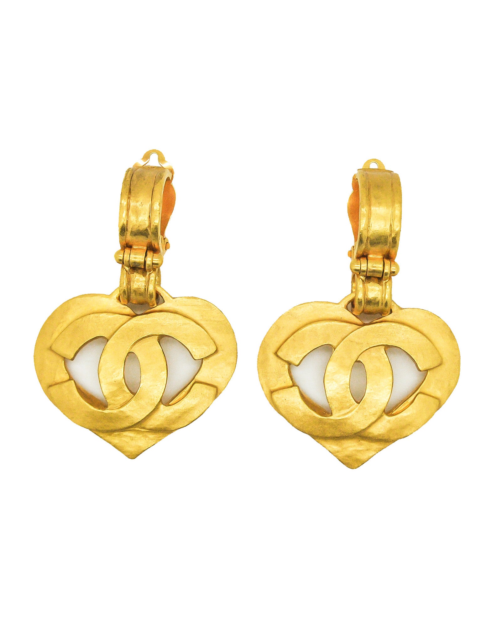 Chanel Vintage CC Logo Heart Earrings - Amarcord Vintage Fashion
 - 1
